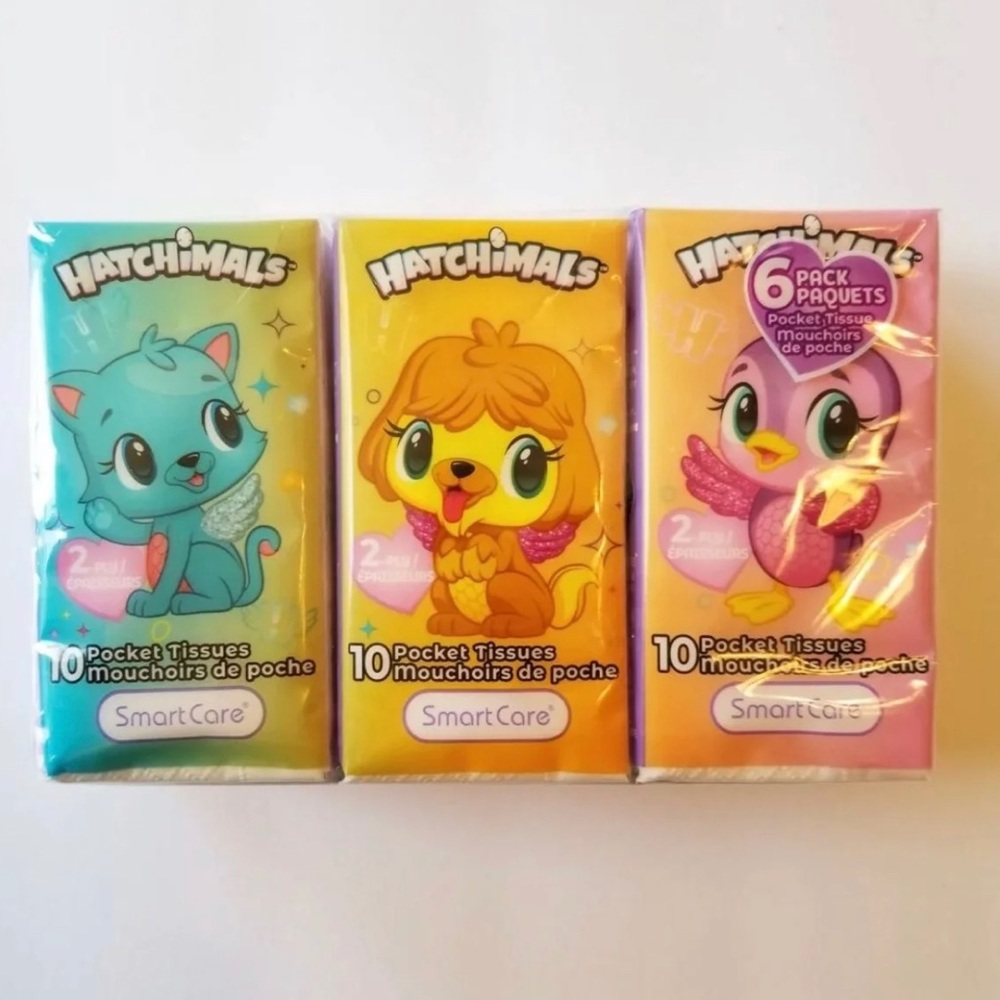 HATCHIMALS 6 PACK POCKET TISSUES